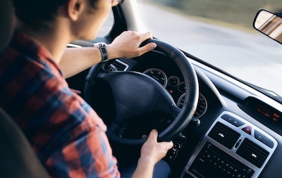 Man driving car